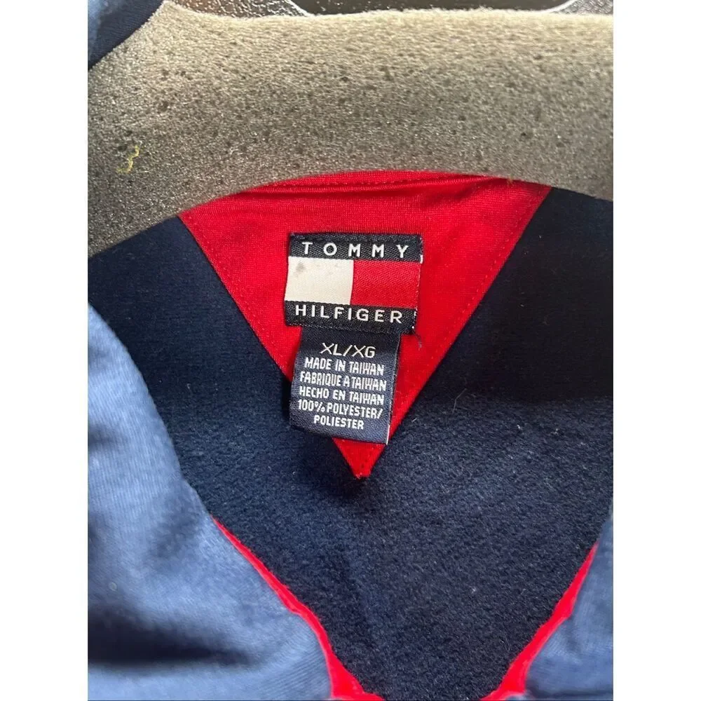 Vtg Tommy Hilfiger Tommy Sport Track Jacket Navy Red Y2K XL Full Zip Blokecore